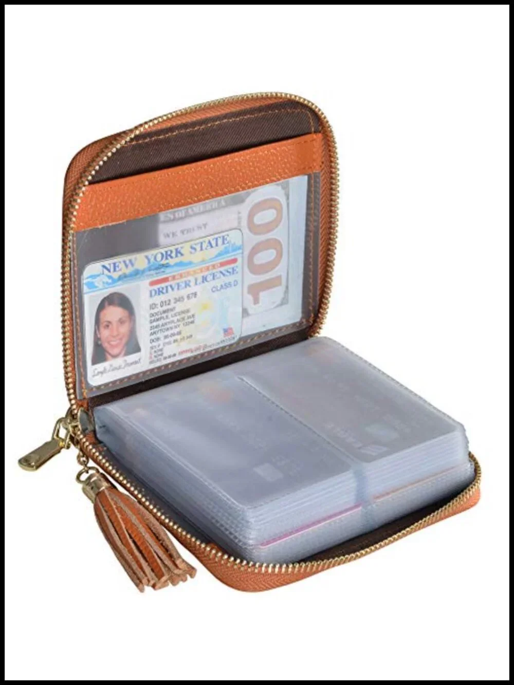 Genuine Cowhide Leather Credit Card Holder Wallet with RFID Blocking
